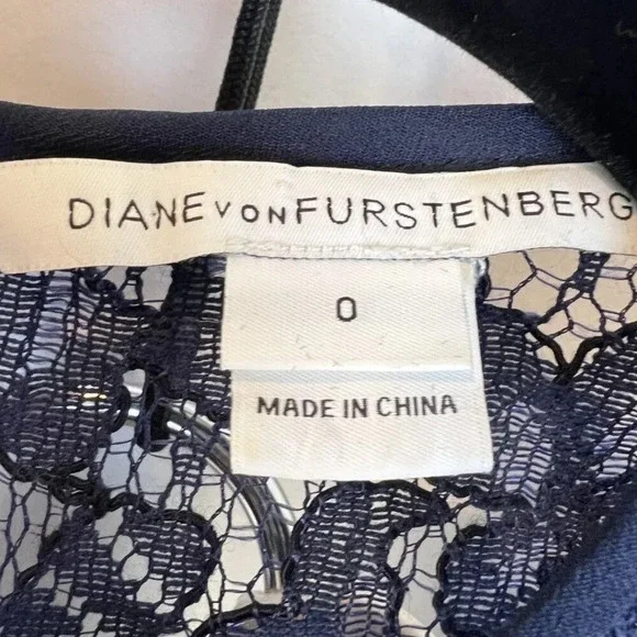 NEW Diane von Furstenberg DVF Navy Blue Lace Dress $358 - Picture 13 of 16